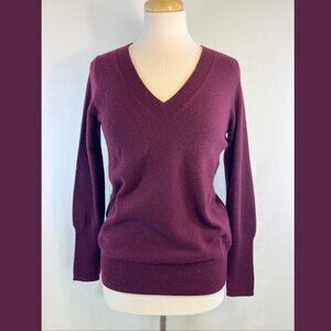 J.Crew Italian Cashmere Burgundy V-Neck Sweater - Size M